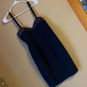 CYNTHIA VINCENT embellished black padded bra slip dress sz6 NWT $323